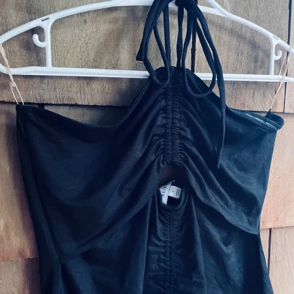 REISS Solare Cutout Halter Black Top Viscose Jersey Size L Made In Turkey - Picture 6 of 15